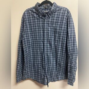 Eddie Bauer Men’s Blue Red Plaid LS BD Dress/Casual Shirt Size TXL 100% Cotton